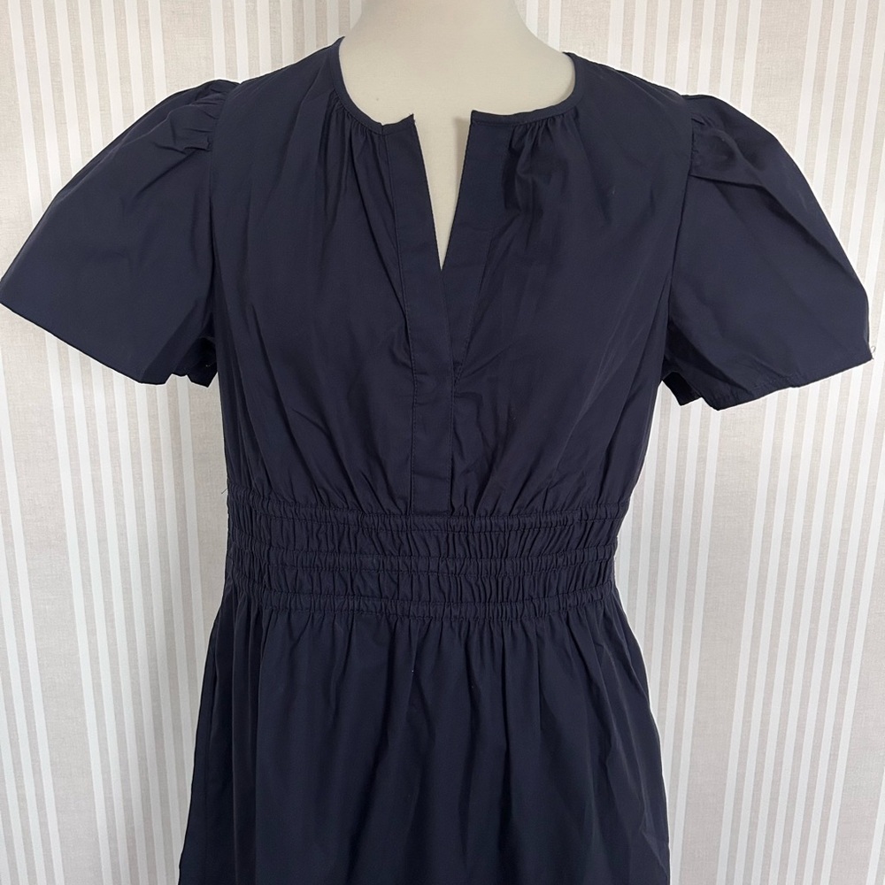 NWT Quince 100% Organic Cotton Navy Poplin Tiered Maxi Dress Women’s Sz Medium - Picture 7 of 11